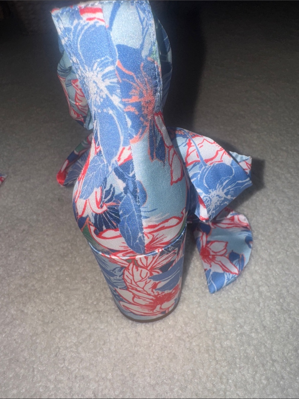 Jessica Simpson Blue Floral Tie-Ankle Heeled Sandals - Picture 4 of 9